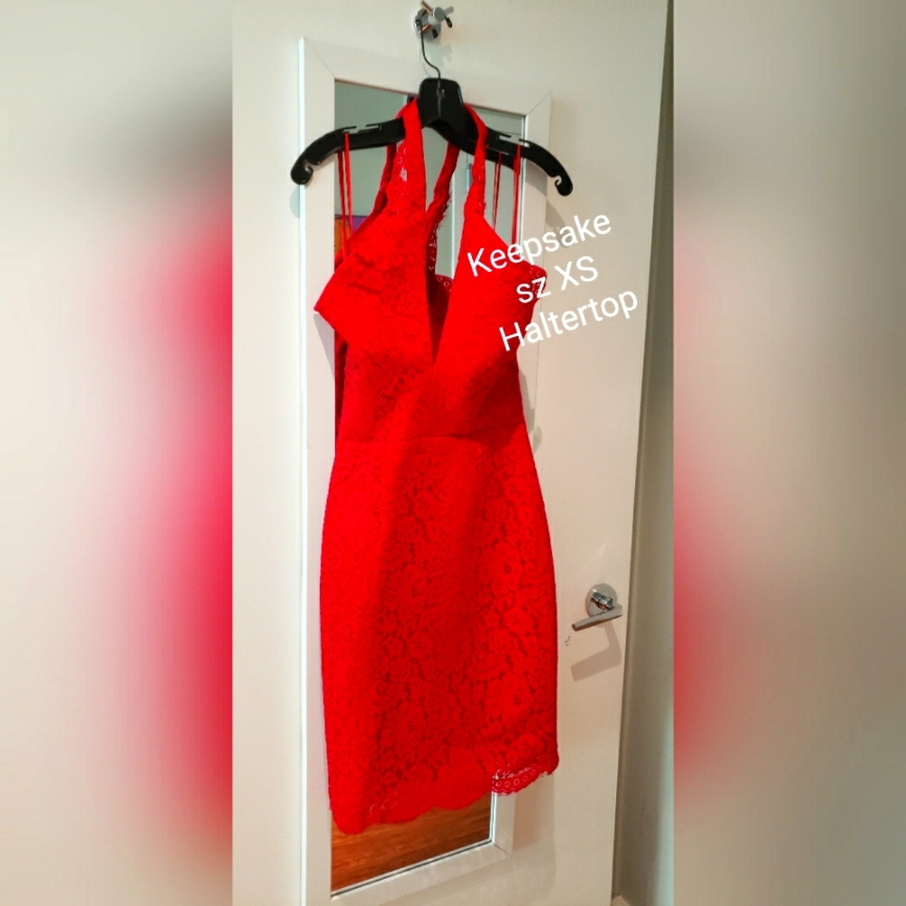 NWT Red lace halter top sz XS